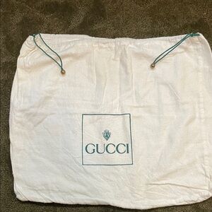 Gucci White Dust Bag with Green Logo and Drawstring